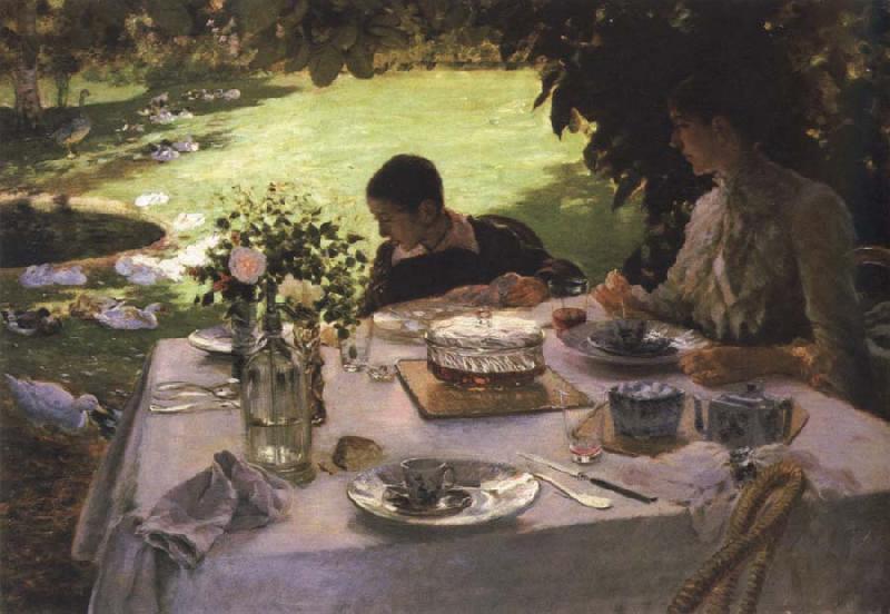Giuseppe de nittis breakfast in the garden oil painting picture